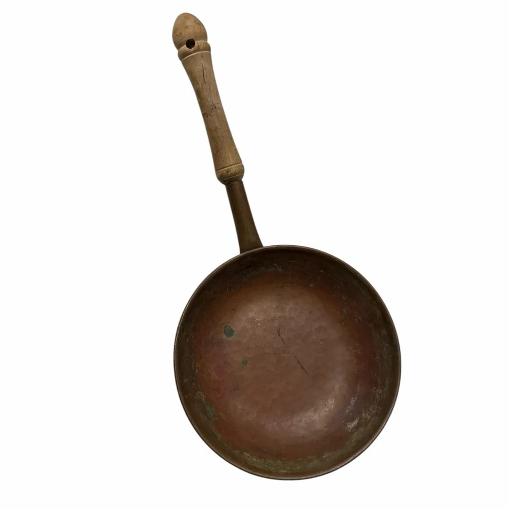 Vintage Copper Pan with Wooden Handle
